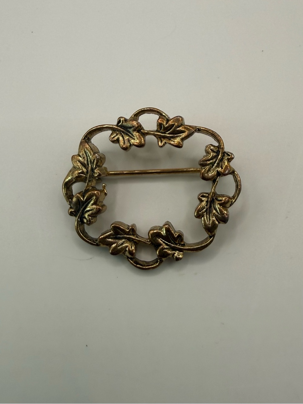 Vintage Gold Leaf Wreath Brooch